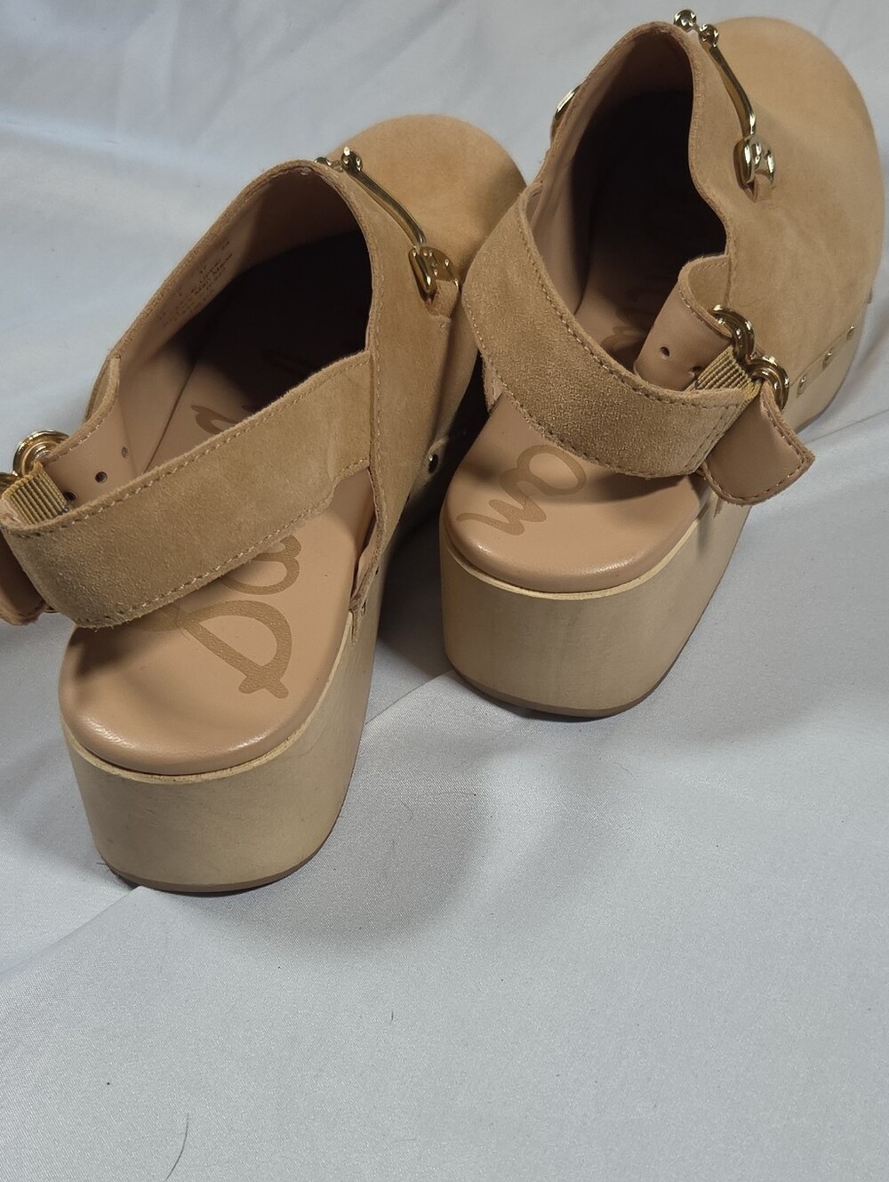 Sam Edelman Beige Suede Womens Slingback Studded Clog Sandals Sz 7 - Picture 4 of 10